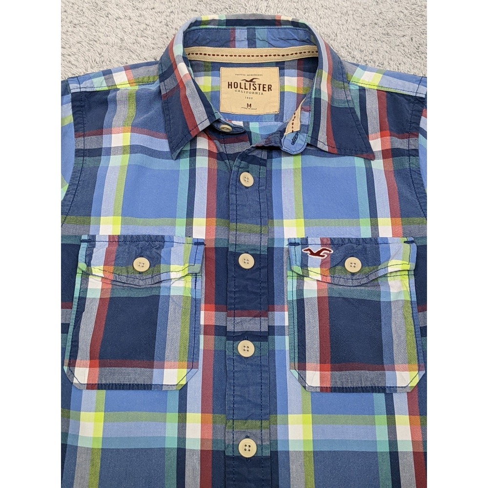 Hollister Plaid Long Sleeve Shirt Medium Large Buttons Western Preppy Retro Y2K - Picture 5 of 15